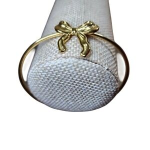 18K Gold Plated Stainless Steel Bow Bracelet | Open Cuff Design